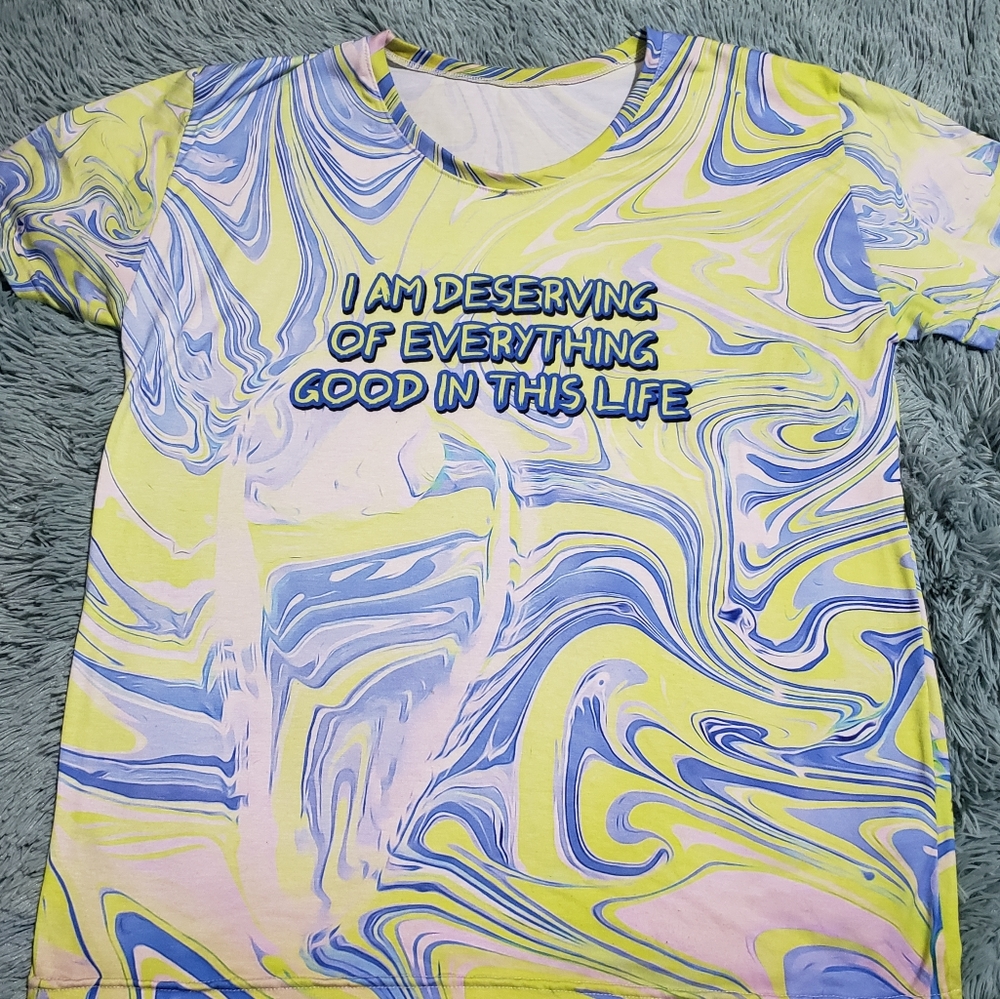 Unisex Yellow and Blue Marbled Inspirational Shirt